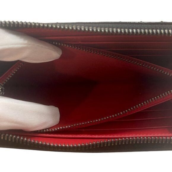 Christian Louboutin Panettone Zippy Long Wallet Spike Stud Black Red w Box/Tags - Picture 8 of 10
